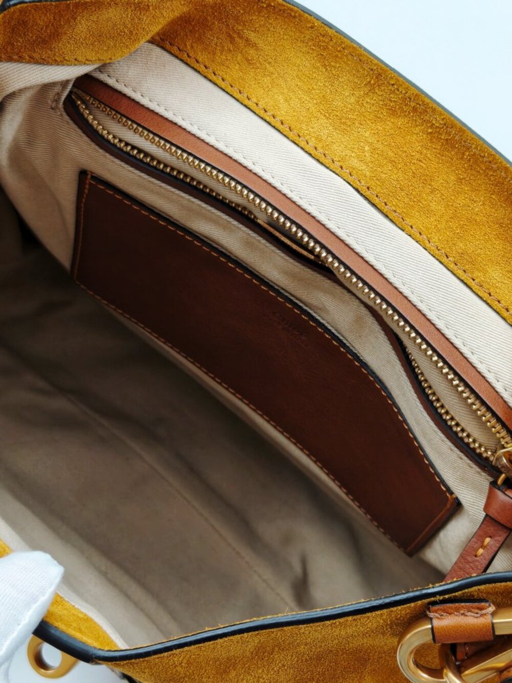 Chloé Suede Leather Shoulder Crossbody Bag Mustard Gold Medium - Picture 11 of 16